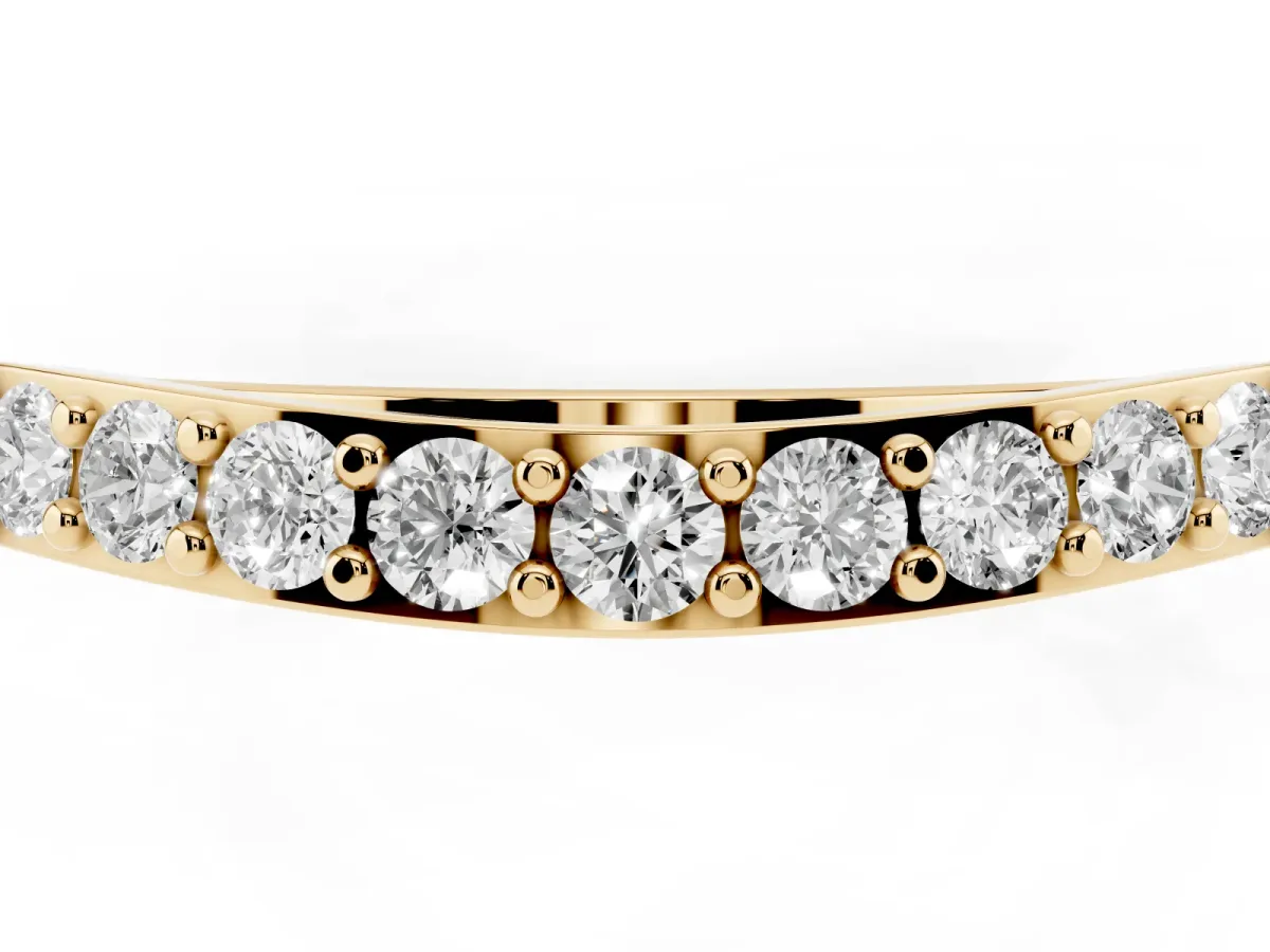Round Diamond Pavé Set Curved Eternity Band Yellow gold