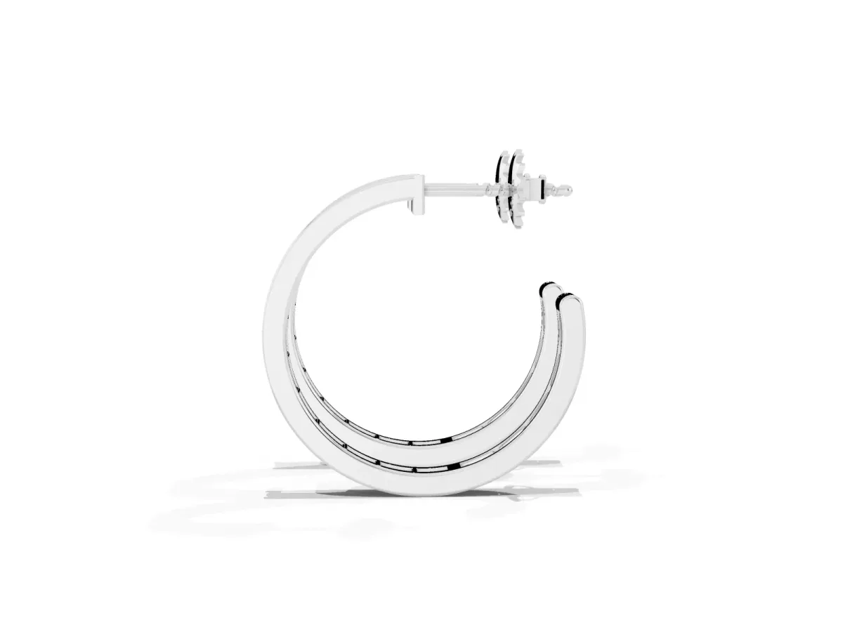 Baguette Diamond Channel-Set Inside-Out Hoop Earrings Platinum