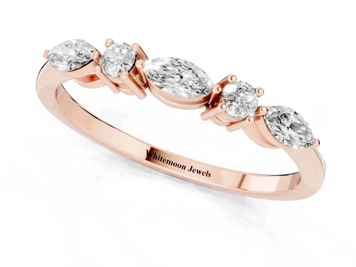 Prong Set Round Diamond Half-Eternity Band Rose gold