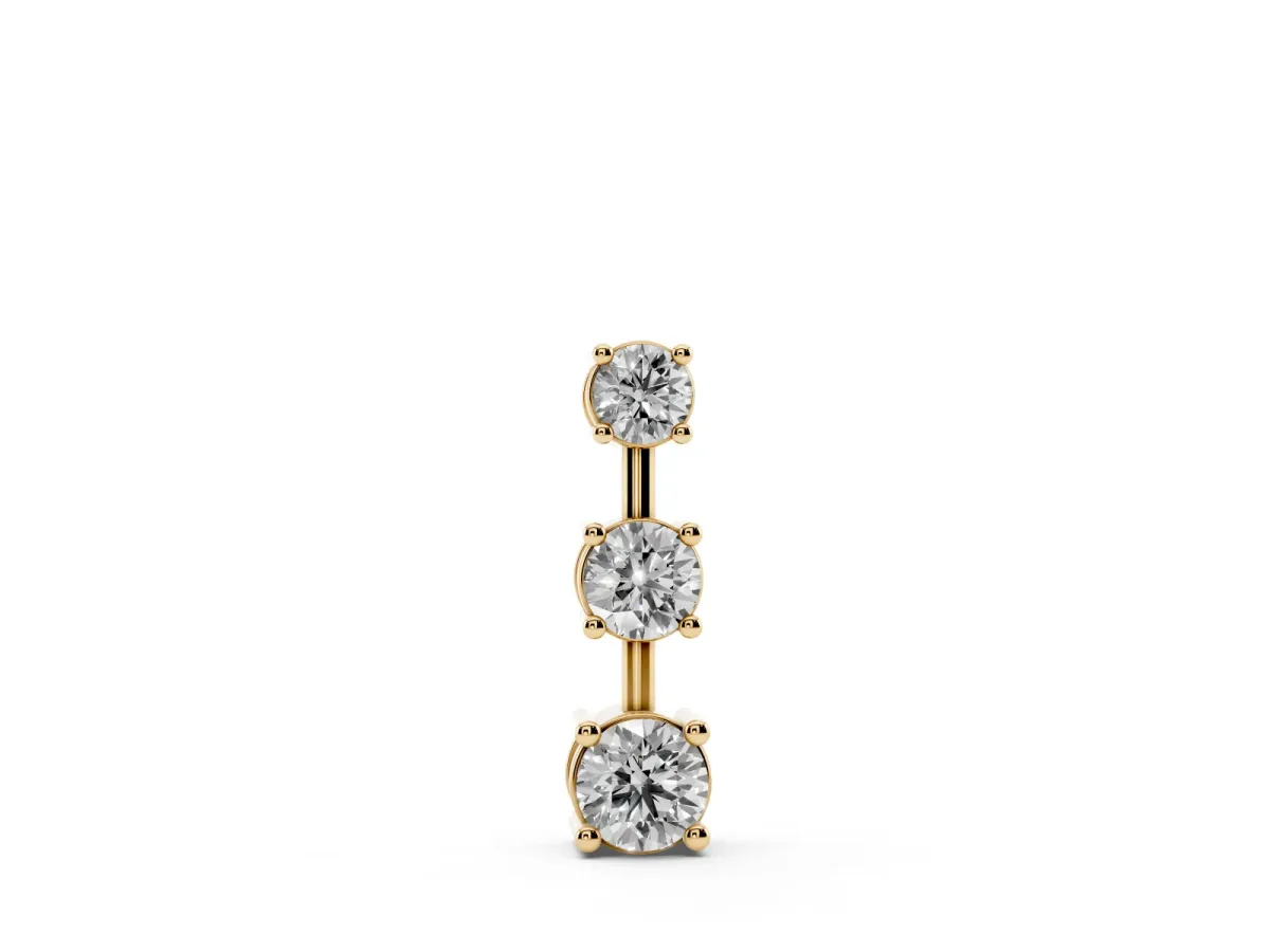 Round Diamond Triple Bar Pendant with Four-Prong Setting Yellow gold