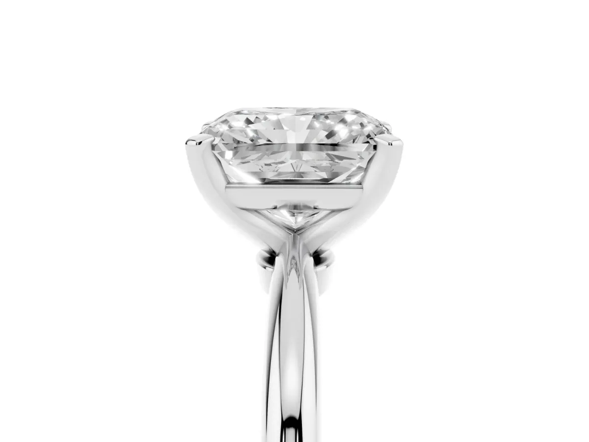 Radiant Cut Diamond Solitaire Ring with Prong Setting and Classic Band Silver