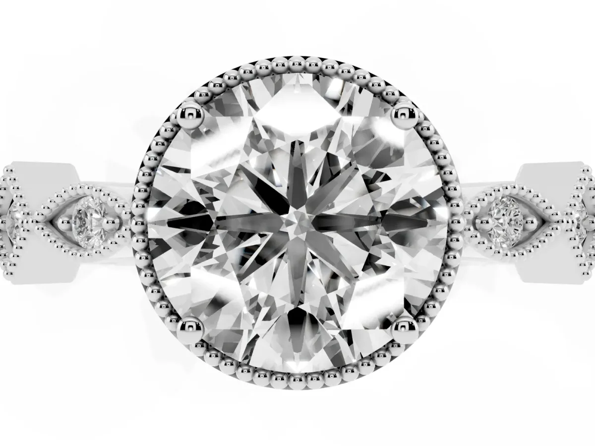 Round Cut Milgrain Marquise Diamond Twist Band Ring Platinum