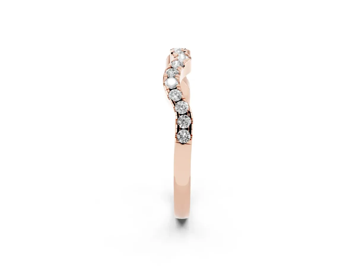 Round Diamond Pavé Curved Wedding Band Rose gold