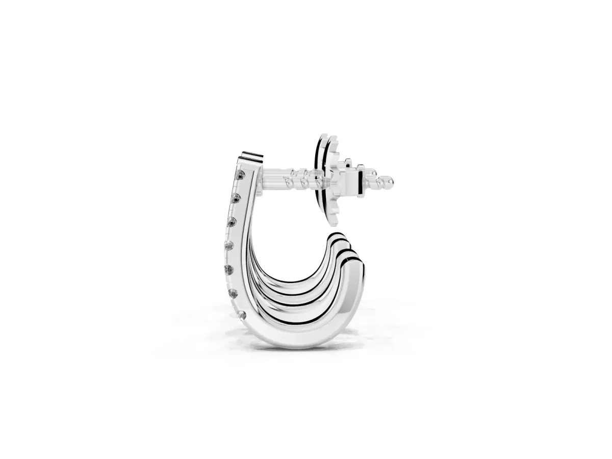 Round Diamond Zuri Huggie Hoop Earrings Platinum
