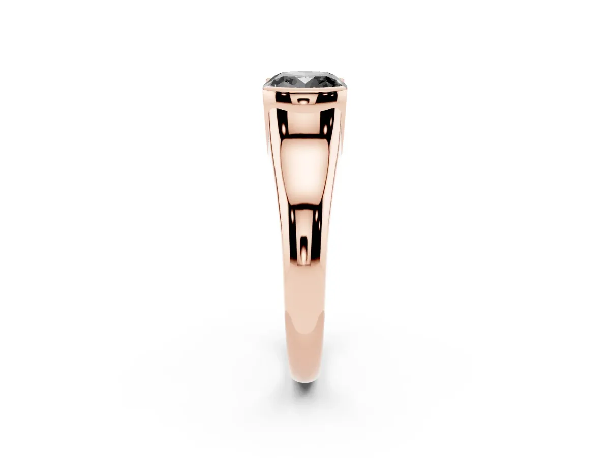 Fancy Black Cushion Cut Solitaire Tension Set Diamond Ring with Split Shank Band Rose gold