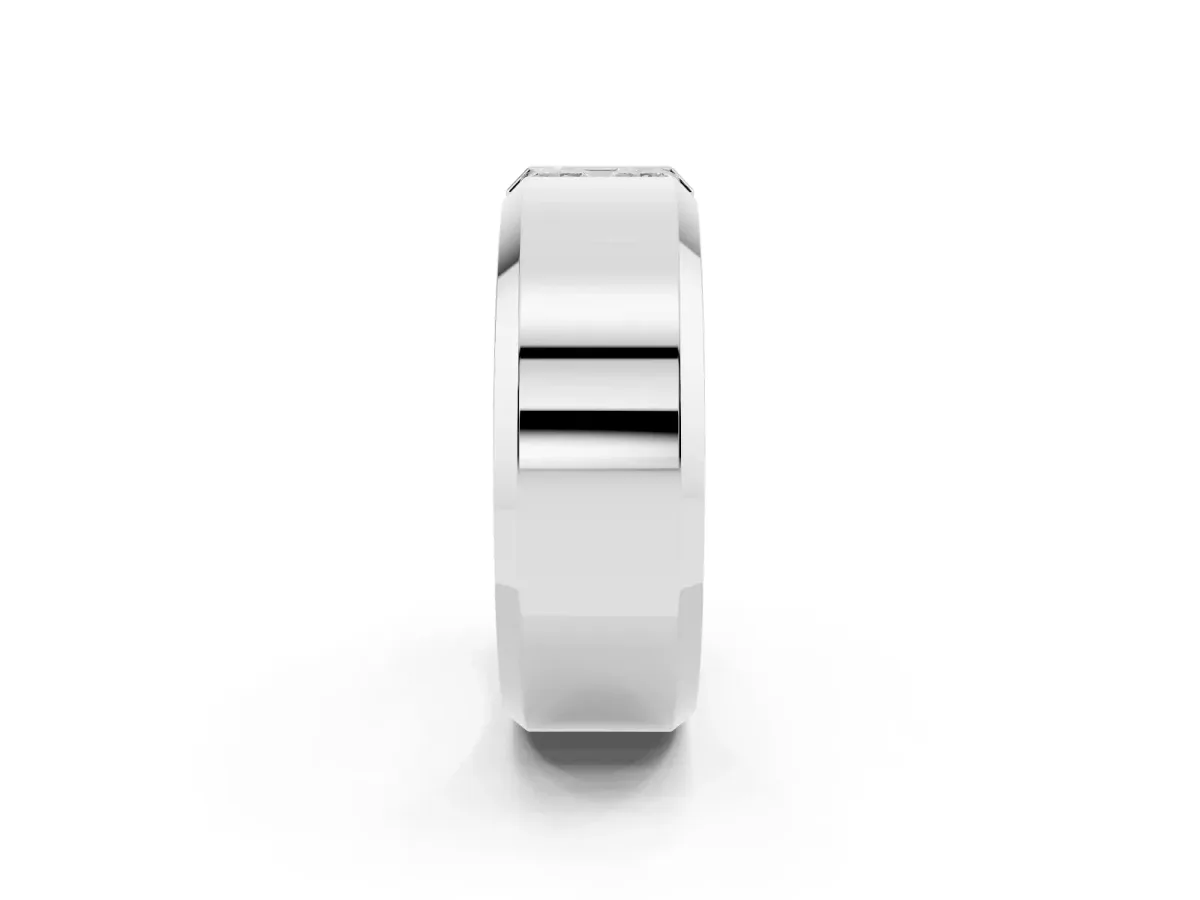 Princess Diamond Two-Stone Mens Band Platinum