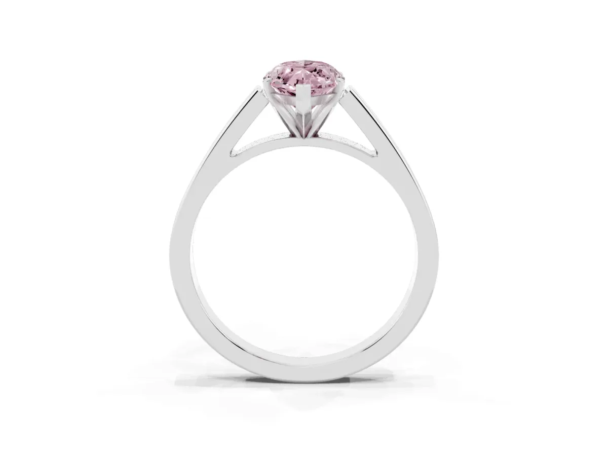 Fancy Pink Marquise Cut Solitaire Engagement Ring with Four-Prong Setting and Tapered Band White gold