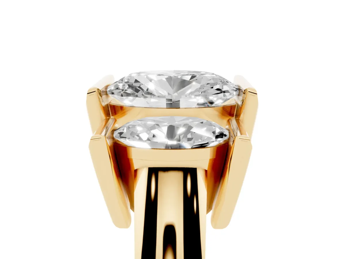Three Stone Oval Cut Cut Channel Set Diamond Ring Yellow gold