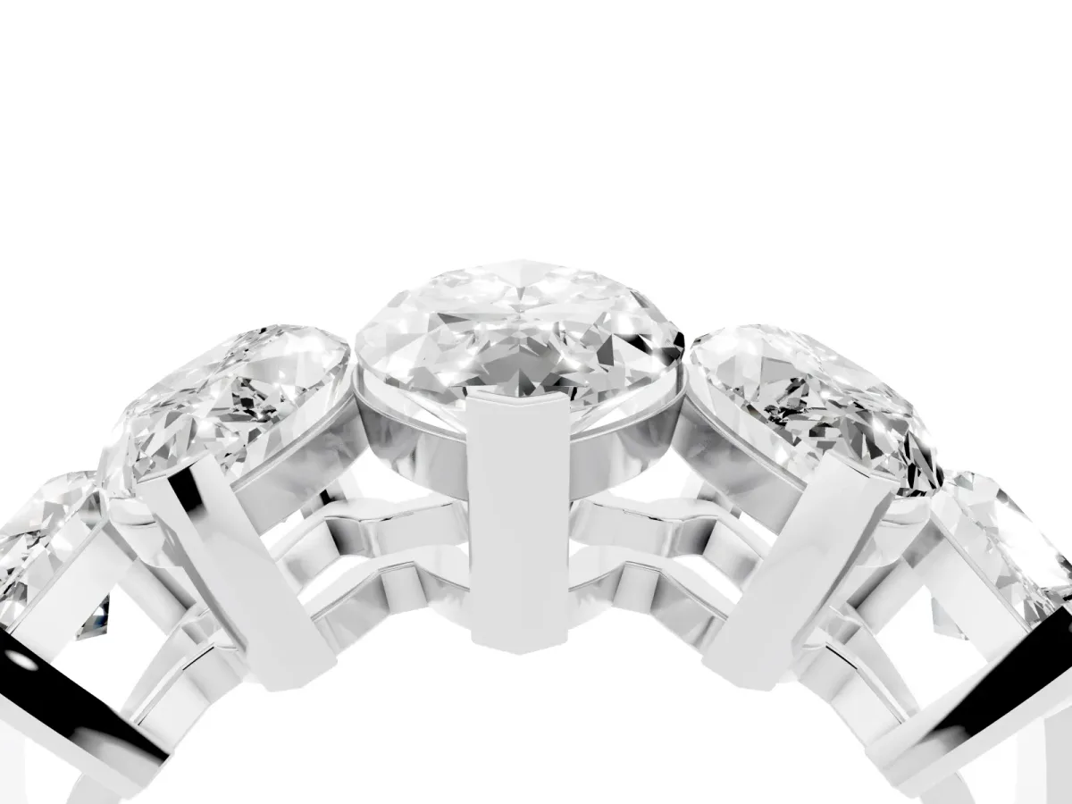 Five-Stone Marquise Diamond Prong Set Band White gold