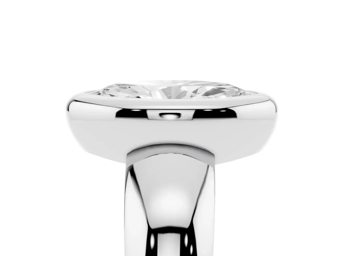 Bezel Set Marquise Cut Solitaire Ring with Wide Band White gold