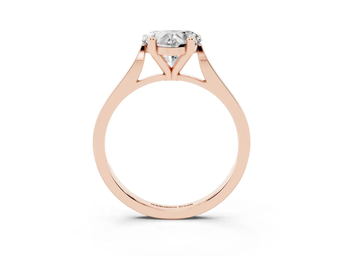 Heart Cut Solitaire Diamond Ring with Four-Prong Setting and Tapered Band Rose gold