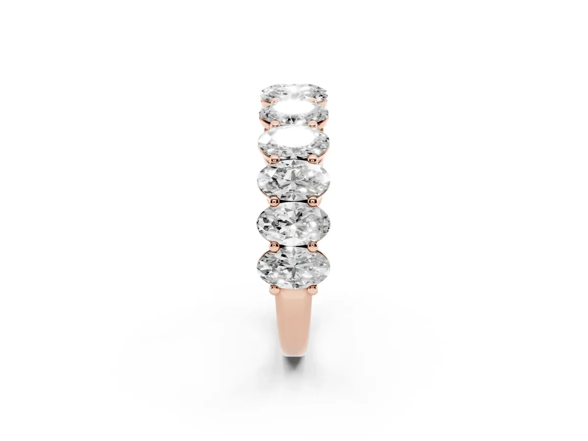 Oval Diamond Prong-Set Eternity Band Rose gold