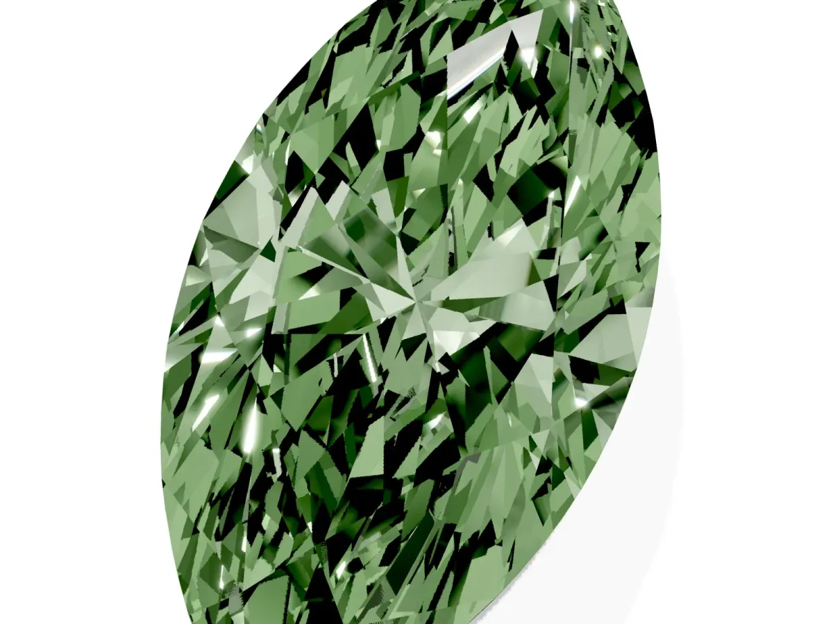 Fancy Green Marquise Cut Cut Cathedral Pave Diamond Engagement Ring with Six-Prong Setting Yellow gold