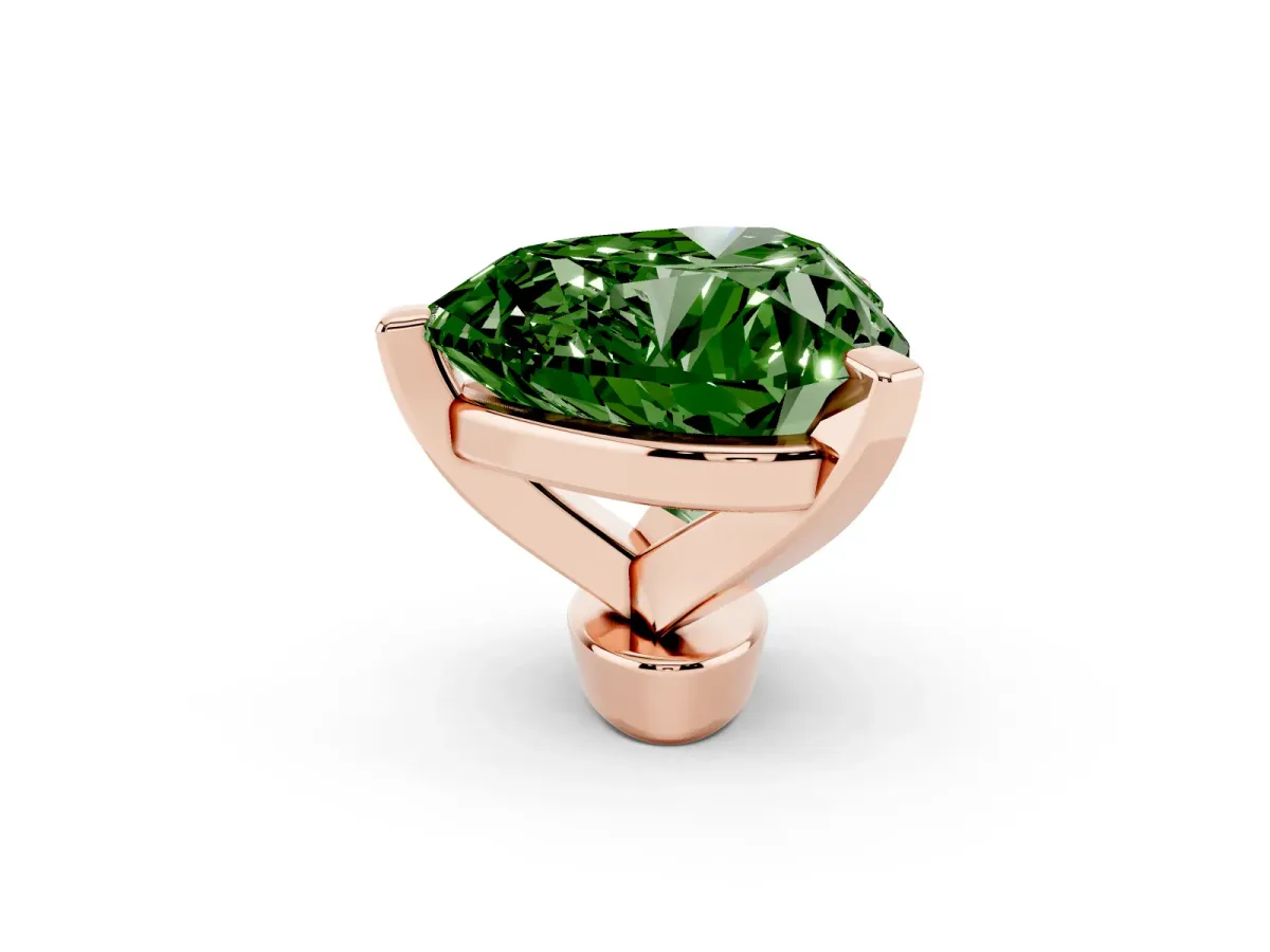 Fancy Green Heart Cut Diamond Solitaire Ring with Prong Setting and Classic Band Rose gold