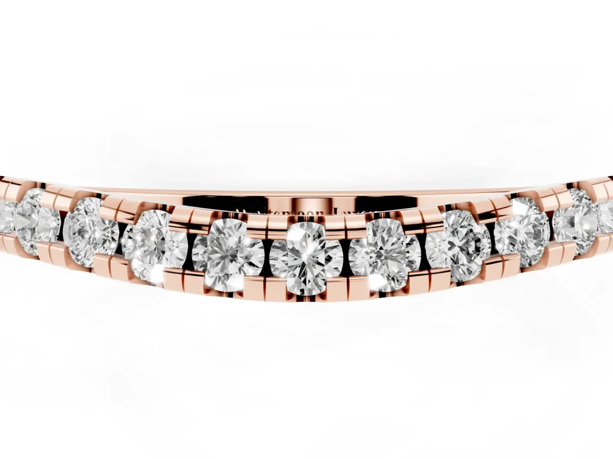 Pavé Round Diamond Curved Band with Shared Prong Setting Rose gold