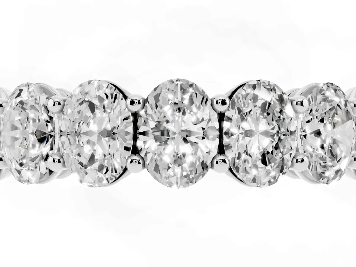 Oval Diamond Shared Prong Eternity Band Platinum