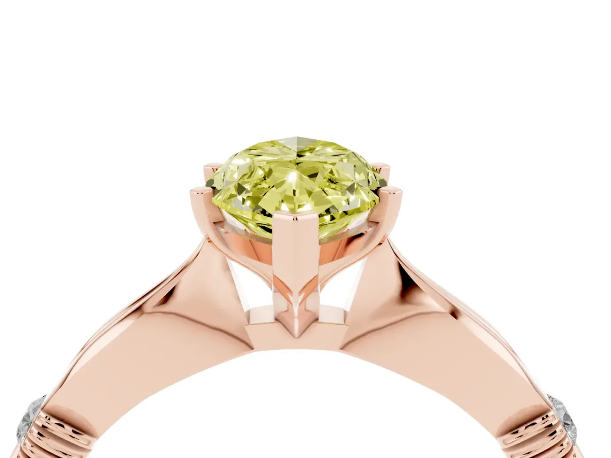 Fancy Yellow Marquise Cut Solitaire Diamond Twisted Band with Four-Prong Setting Rose gold