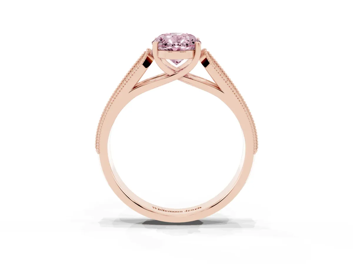 Fancy Pink Oval Cut Cut Pave Split Shank Engagement Ring with Four-Prong Setting Rose gold