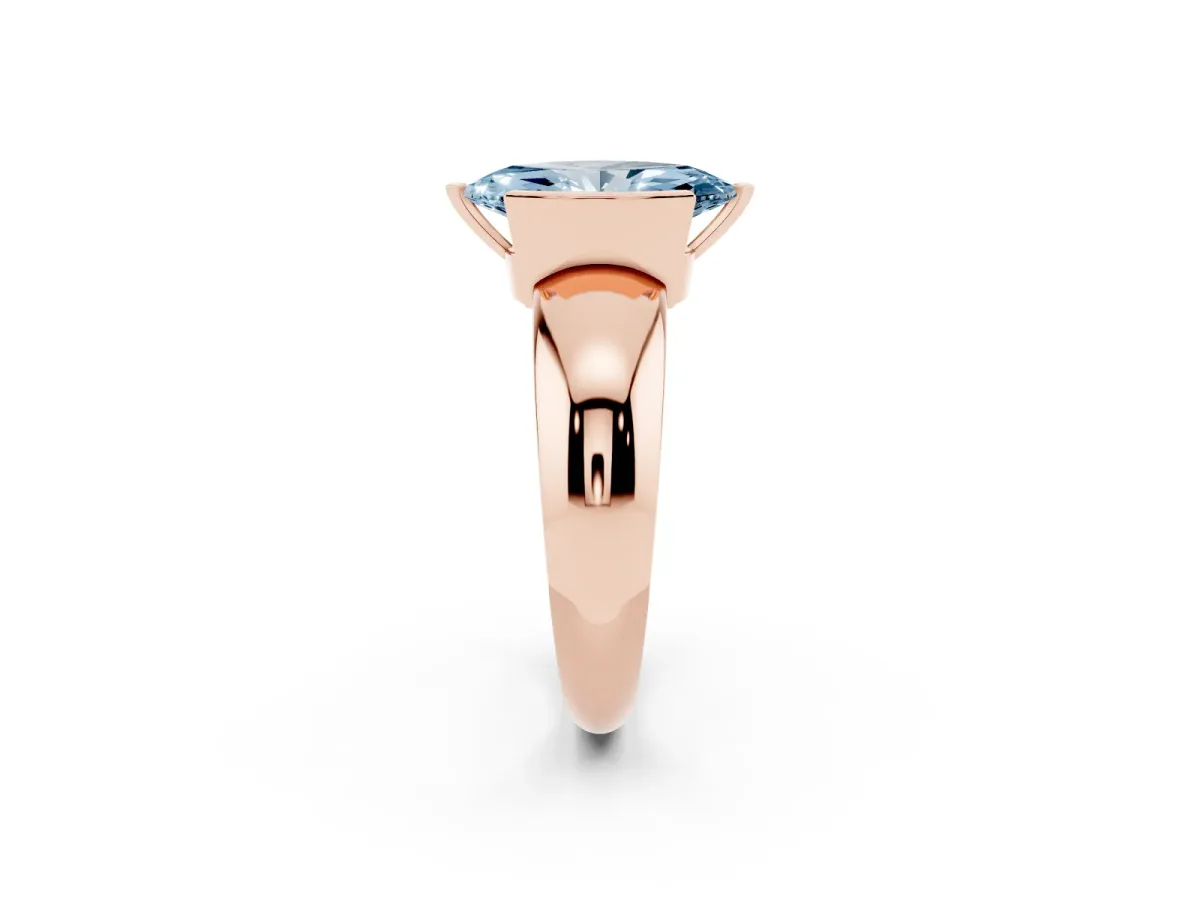 Fancy Blue Marquise Cut Solitaire Tension Set Diamond Ring with Wide Band Rose gold