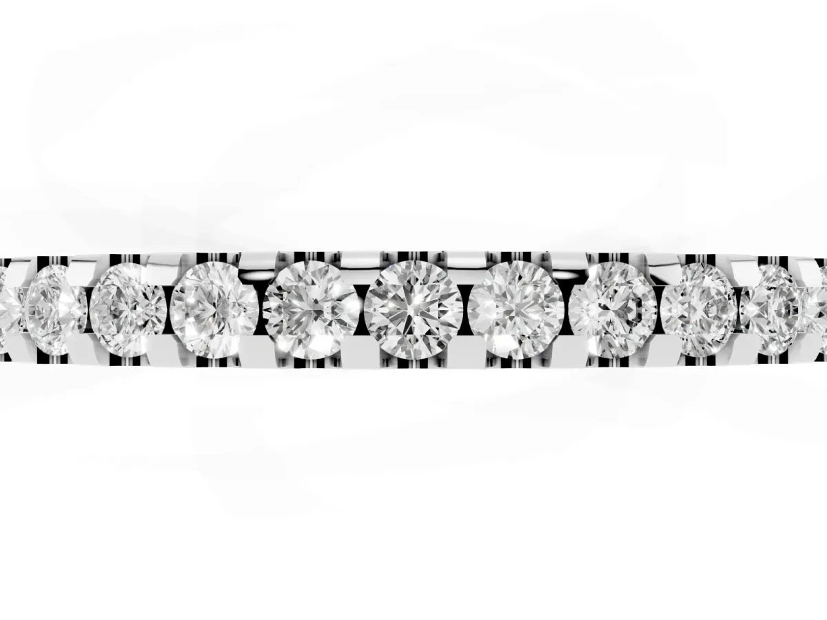 Round Diamond Half Eternity Prong Set Band Silver