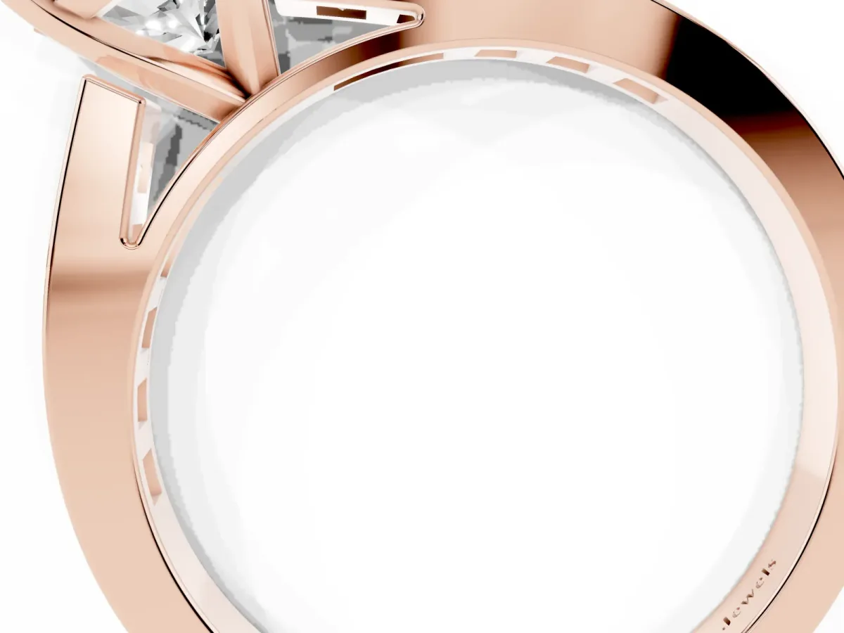 Radiant Cut Solitaire Diamond Ring with Channel-Set Band and Four-Prong Setting Rose gold