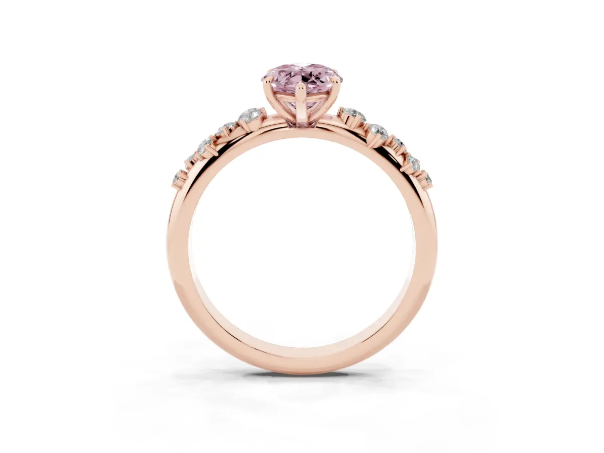 Fancy Pink Marquise Cut Diamond Cluster Prong-Set Solitaire Ring Rose gold