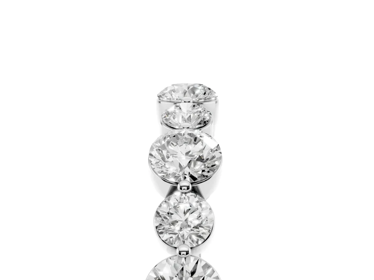Round Diamond Scalloped Prong Set Eternity Band Platinum