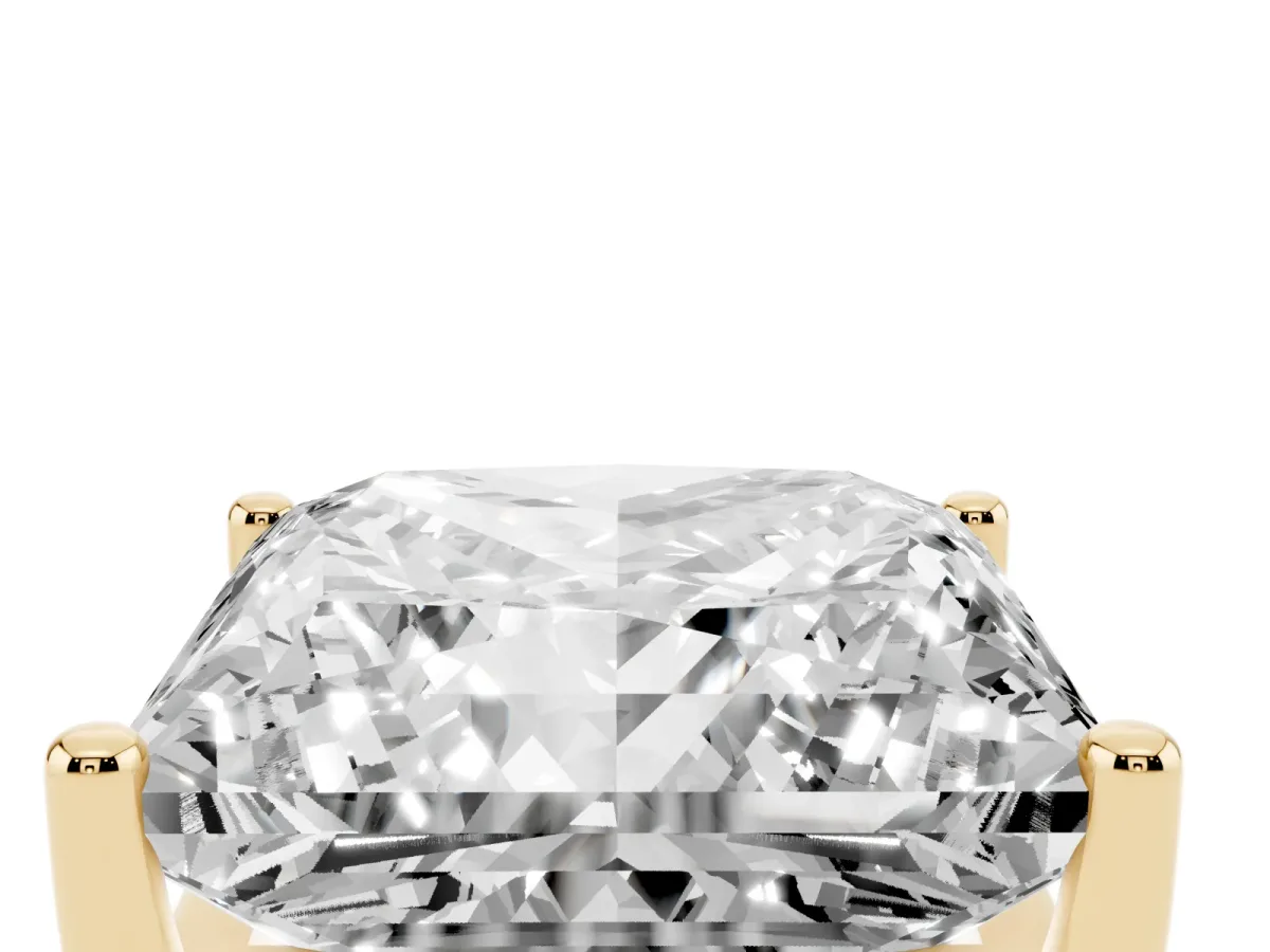 Princess Cut Cut Diamond Solitaire Engagement Ring with Tapered Plain Band and Four-Prong Setting Yellow gold