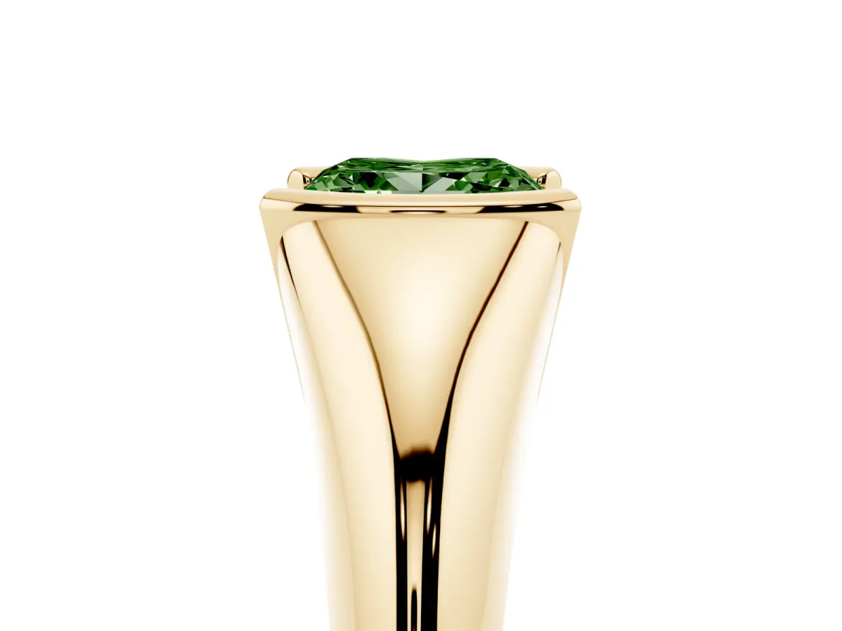 Fancy Green Princess Cut Solitaire Tension Set Diamond Ring Yellow gold