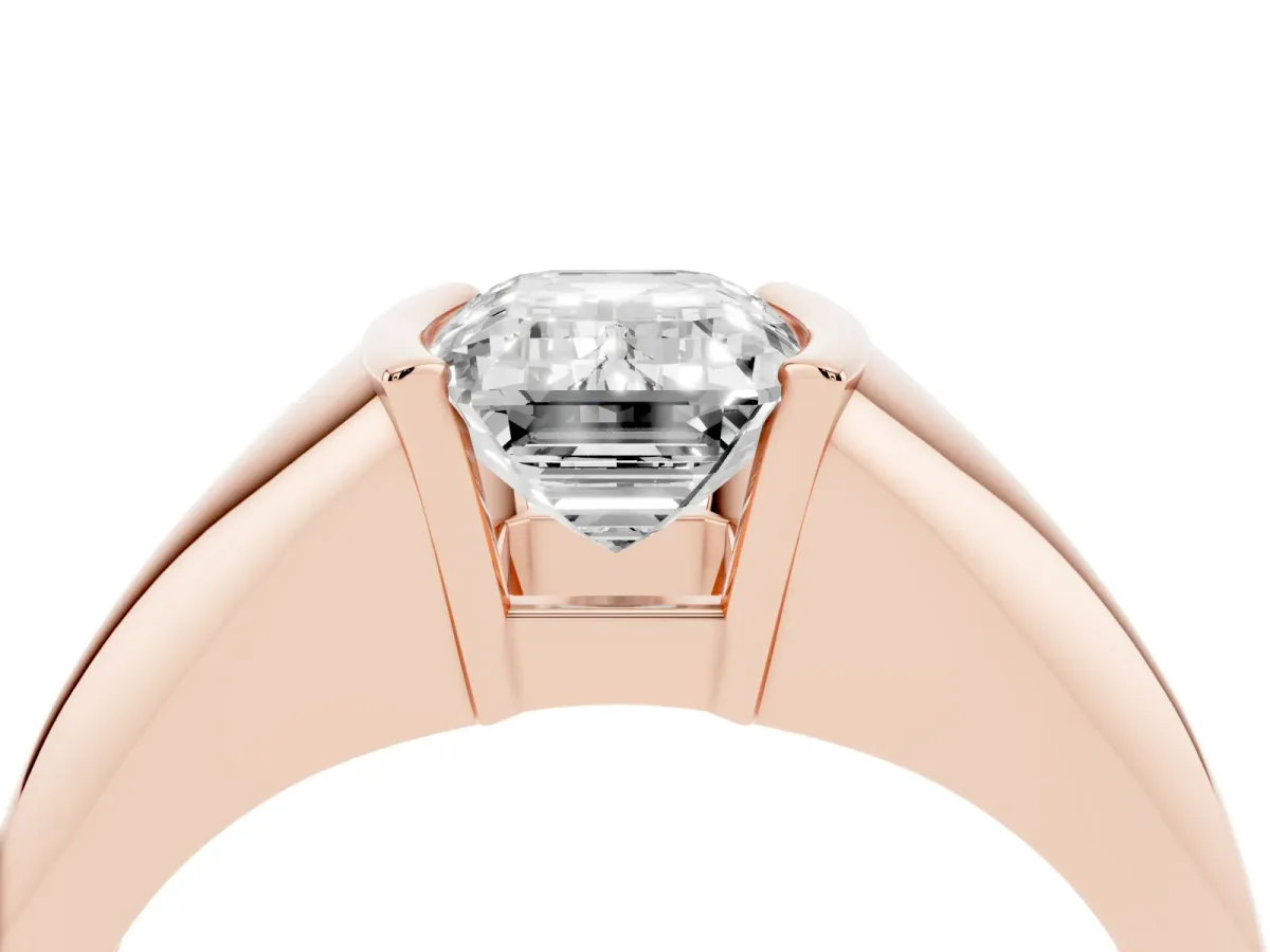 Emerald Cut Solitaire Tension Set Diamond Ring Rose gold
