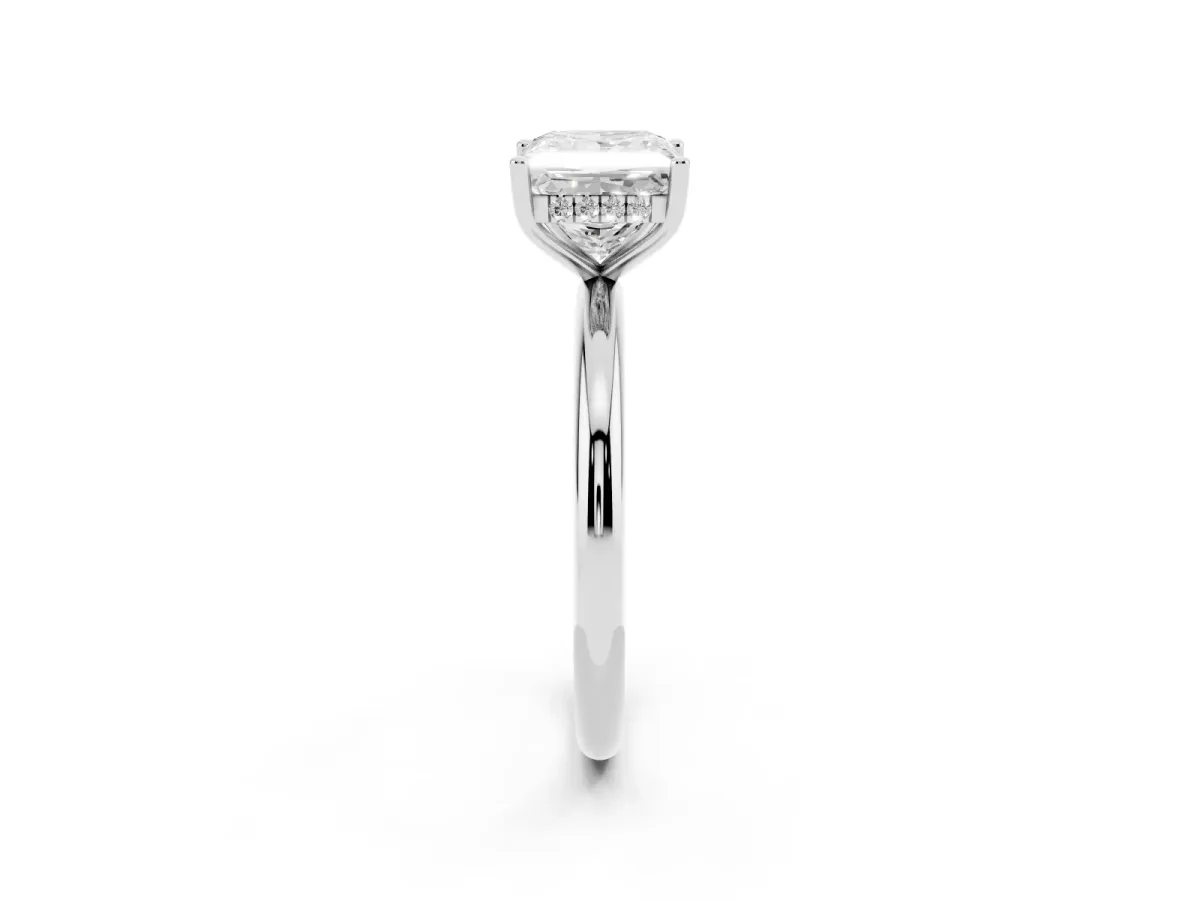 Princess Cut Cut Solitaire Engagement Ring with Four-Prong Setting and Classic Band Platinum