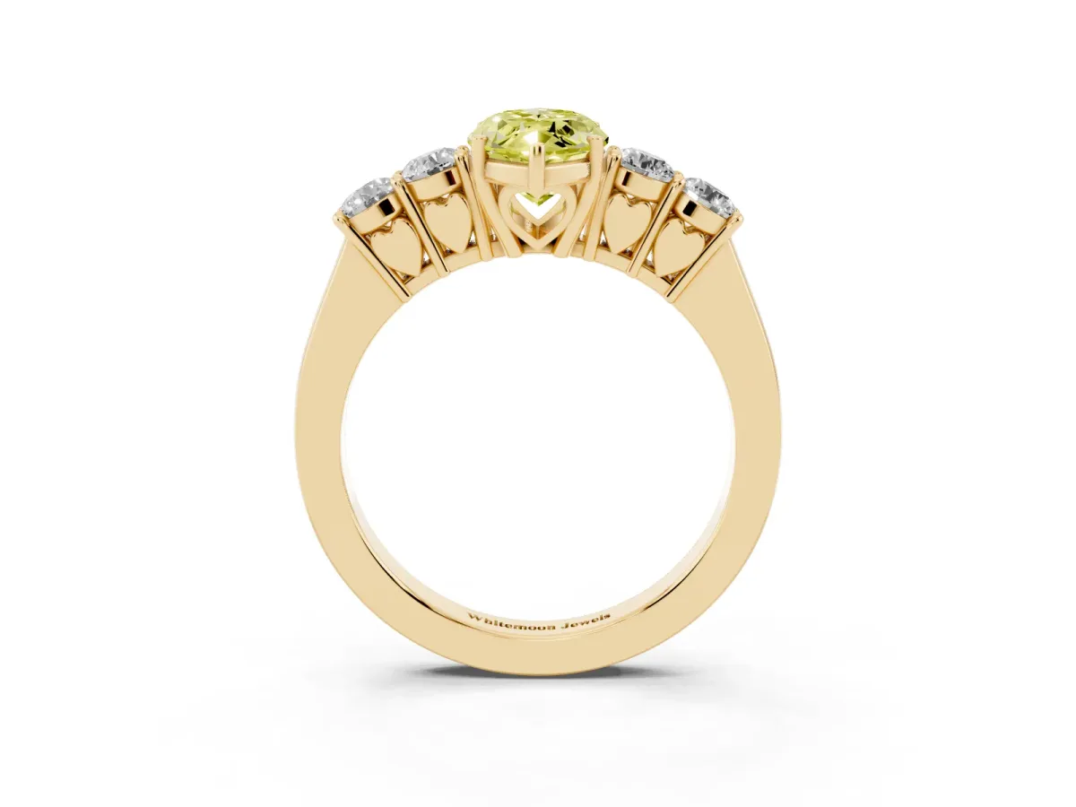 Fancy Yellow Marquise Cut Cut Diamond Five-Stone Prong Set White Gold Ring Yellow gold