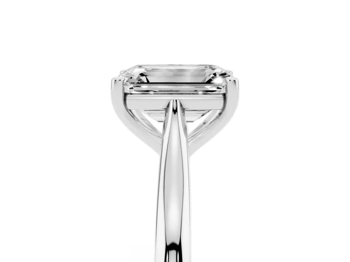 Emerald Cut Cut Solitaire Ring with Cathedral Band and Four-Prong Setting Silver