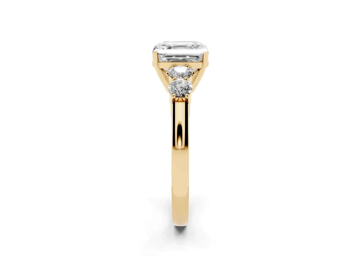 Asscher Cut Cut Diamond Five-Stone Prong Set White Gold Ring Yellow gold