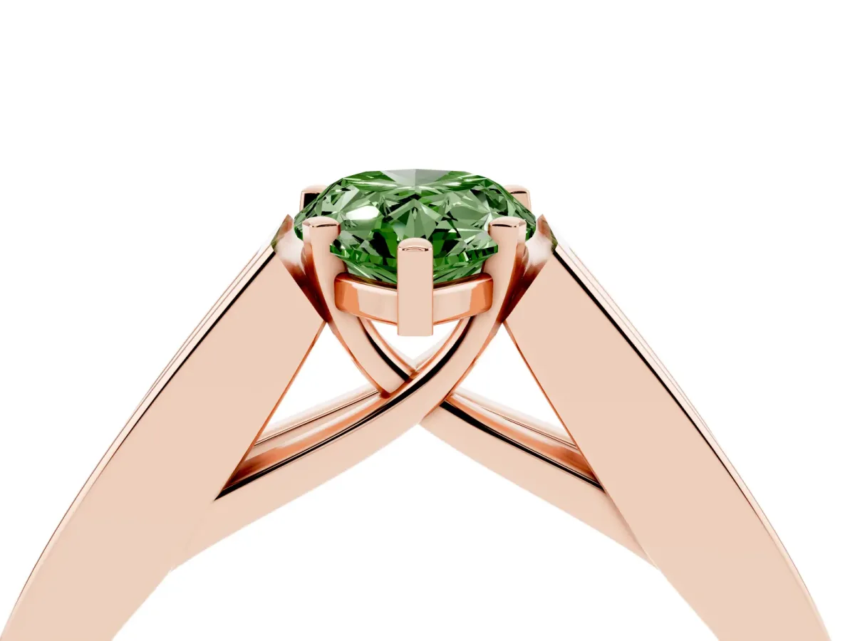Fancy Green Pear Cut Cut Channel Set Solitaire Ring with Four-Prong Setting Rose gold