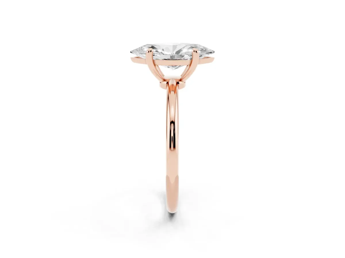 Marquise Cut Solitaire Diamond Ring with 4-Prong Setting on a Classic Band Rose gold