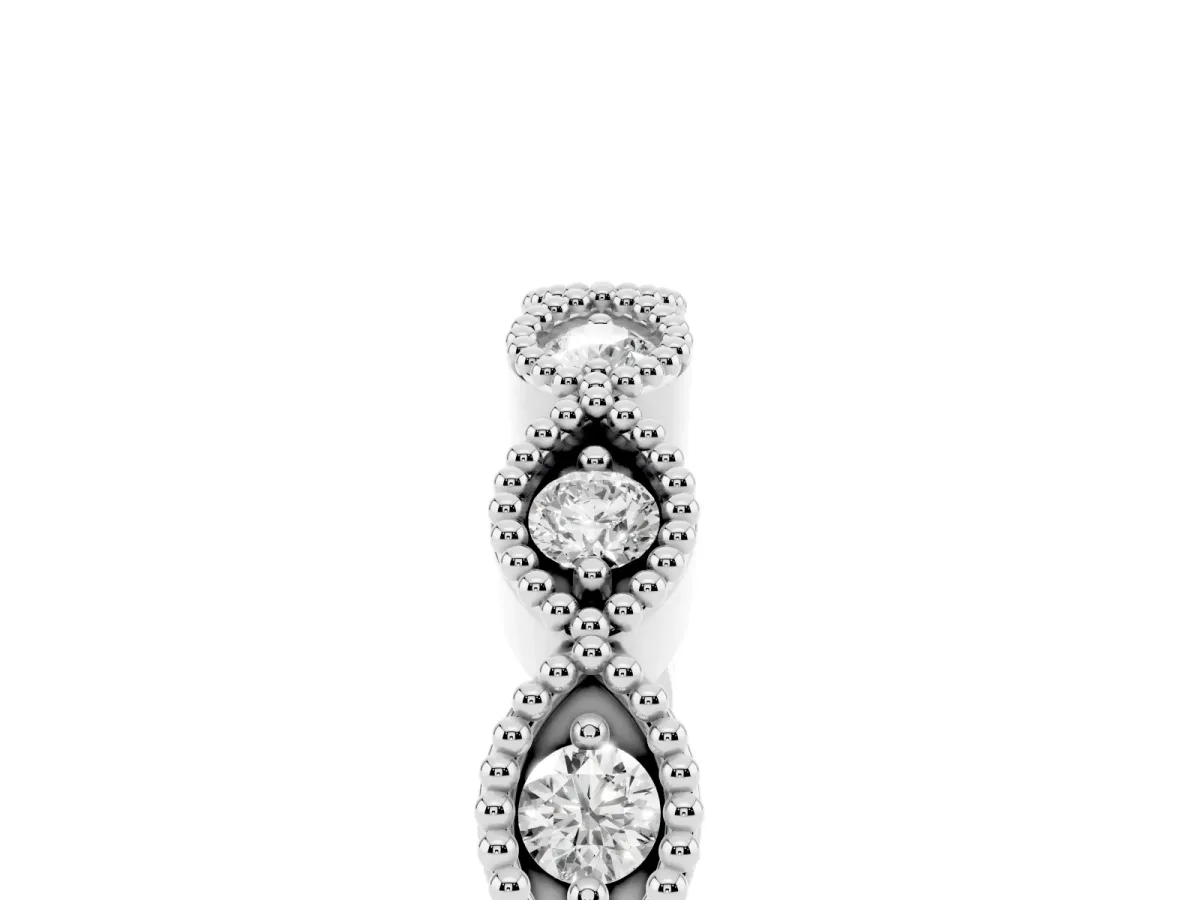 Milgrain Marquise Diamond Half Eternity Band with Bezel Setting Platinum