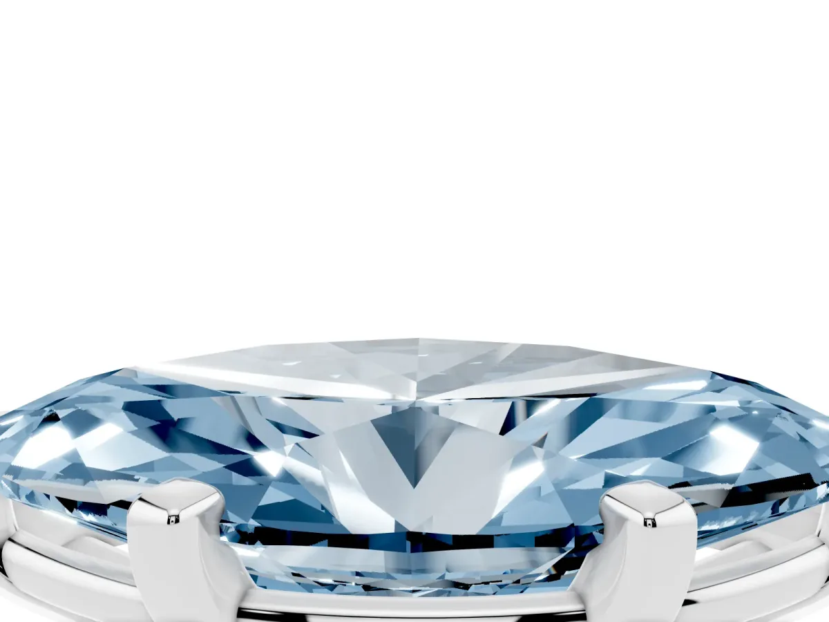 Fancy Blue Marquise Cut Diamond Solitaire Ring with Prong Setting and Classic Band Platinum