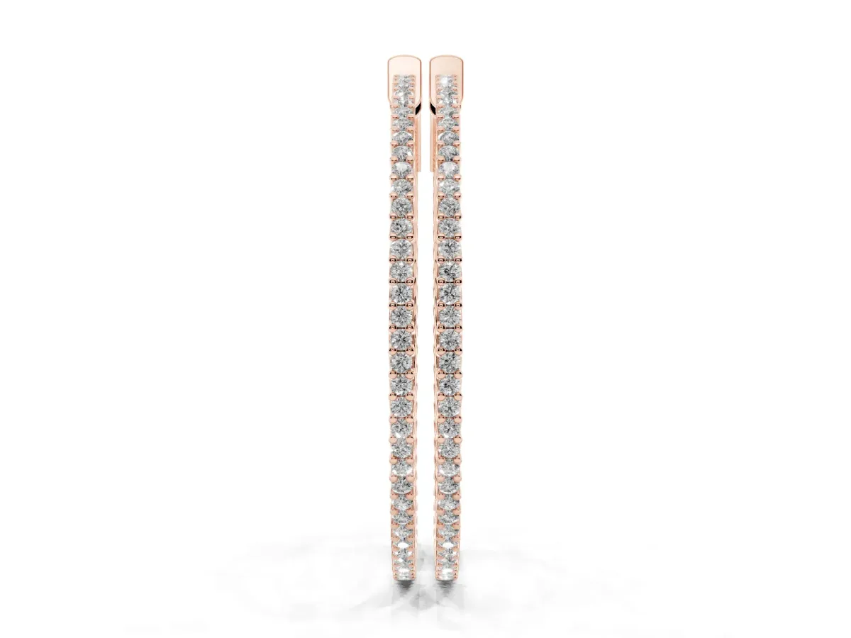 Round Diamond Pave Hoop Earrings with Prong Setting Rose gold