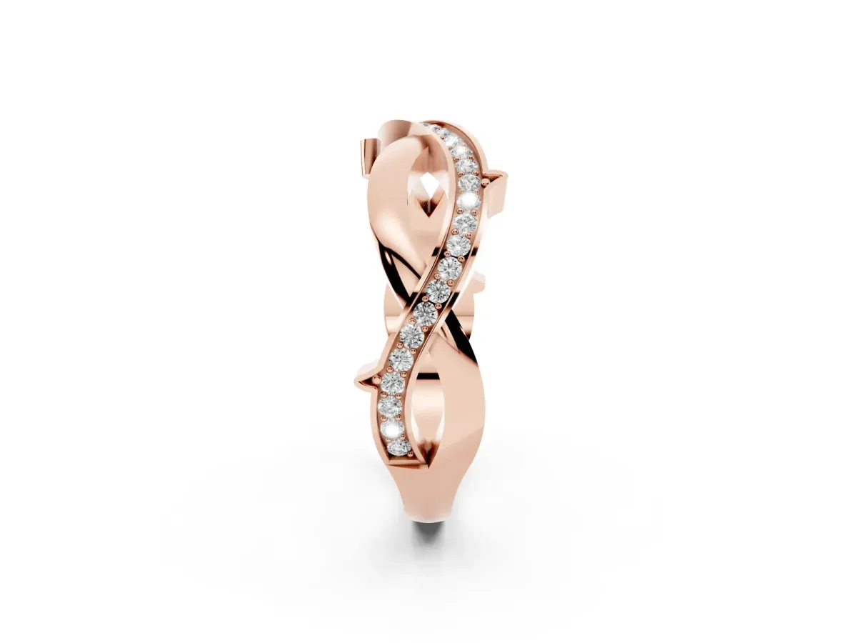 Pavé Round Diamond Twist Band with Channel Setting Rose gold