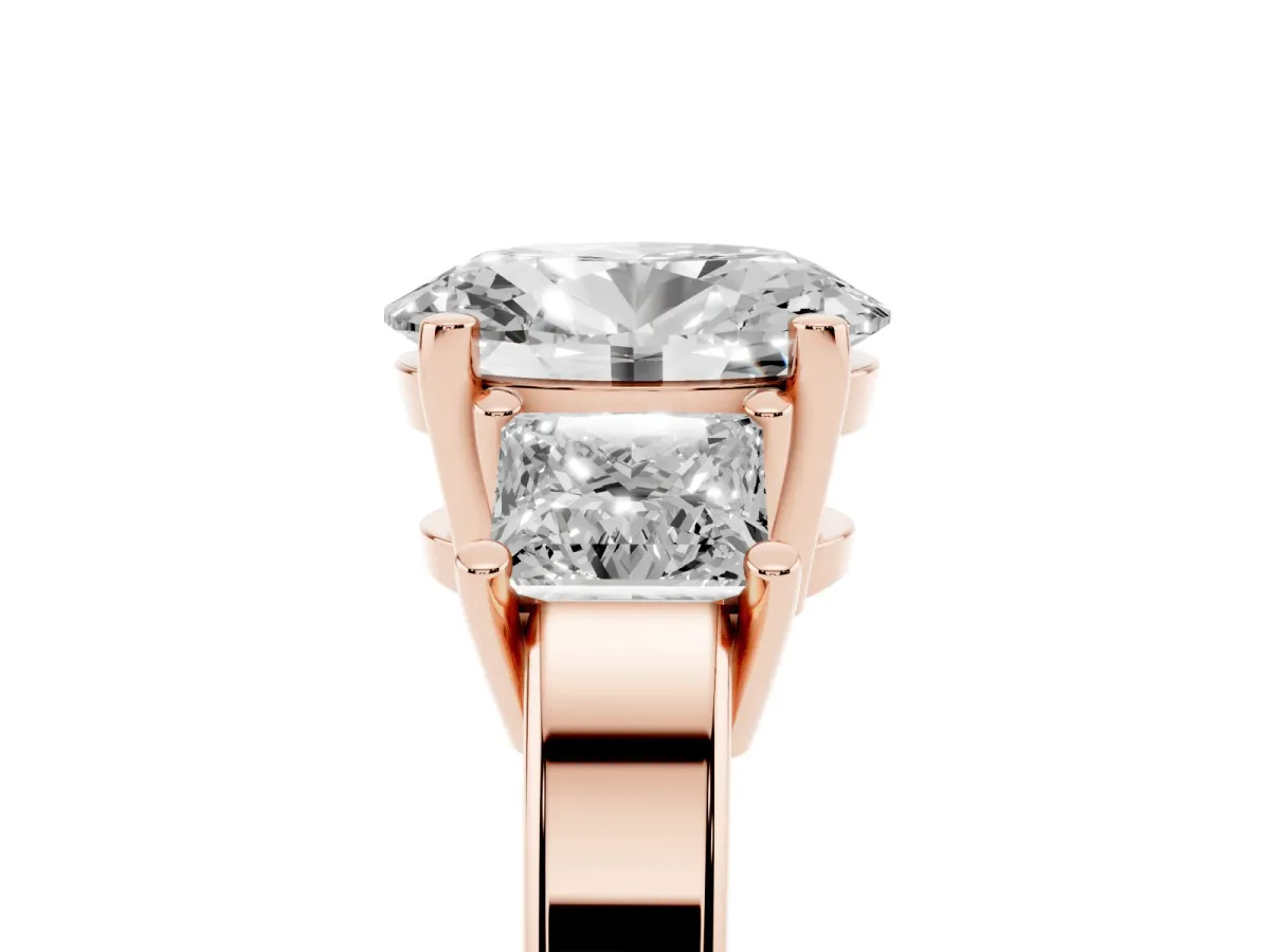 Three-Stone Oval Cut Cut Solitaire Ring with Prong Setting Rose gold