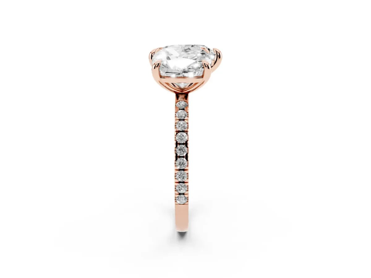 Cushion and Heart Toi Moi Ring with Prong Setting and Pave Band Rose gold