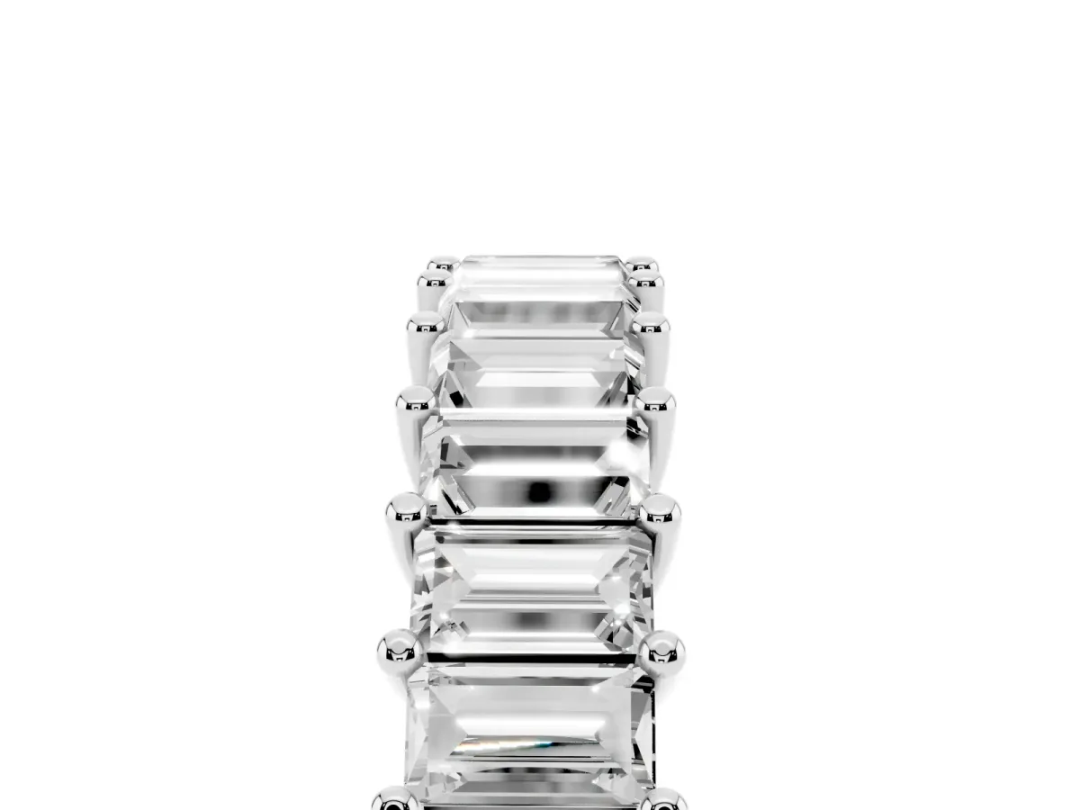 Baguette Cut Half Eternity Band with Shared Prong Setting Platinum