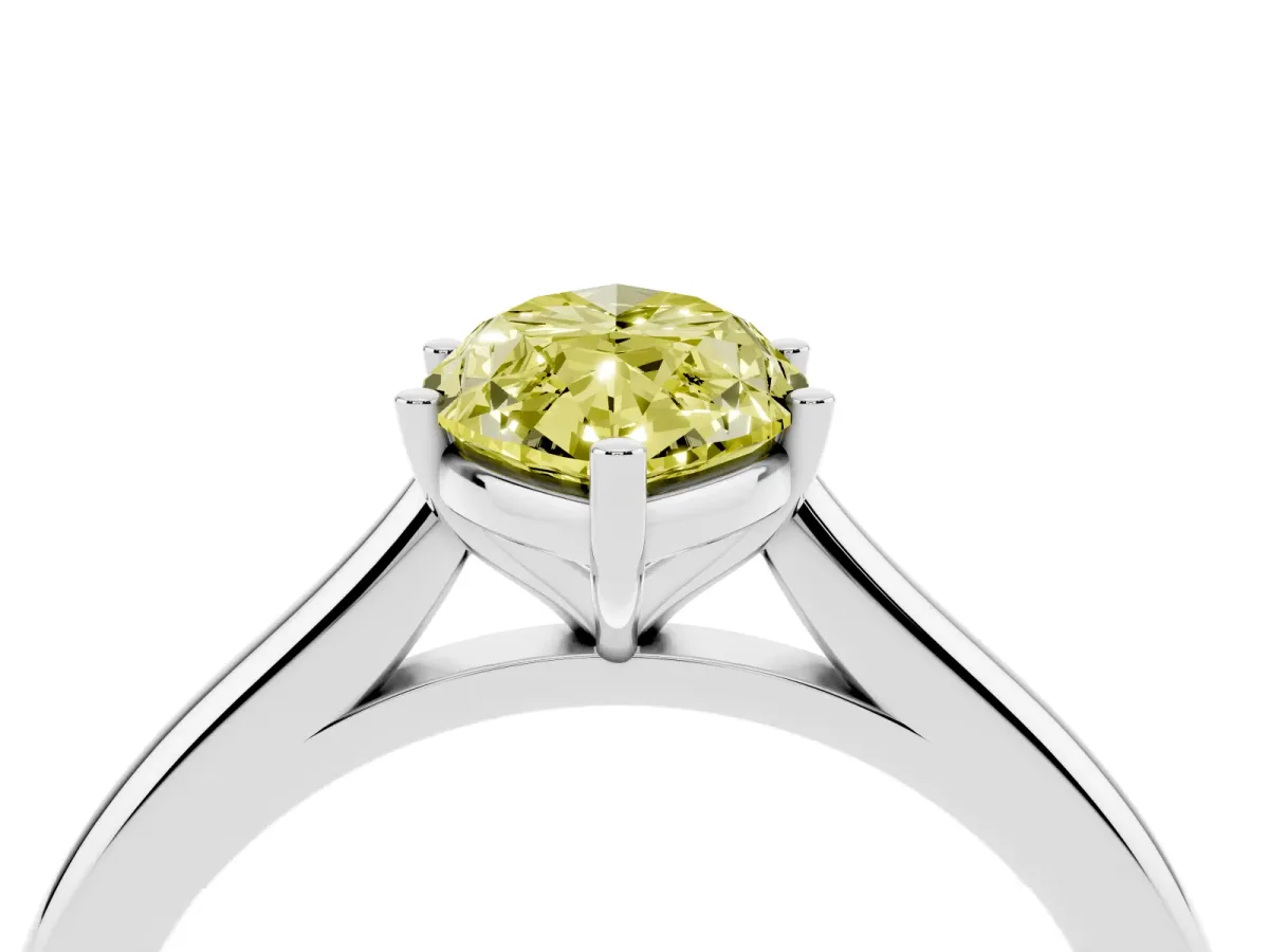 Fancy Yellow Marquise Cut Cut Solitaire Ring with Cathedral Band and Four-Prong Setting Silver