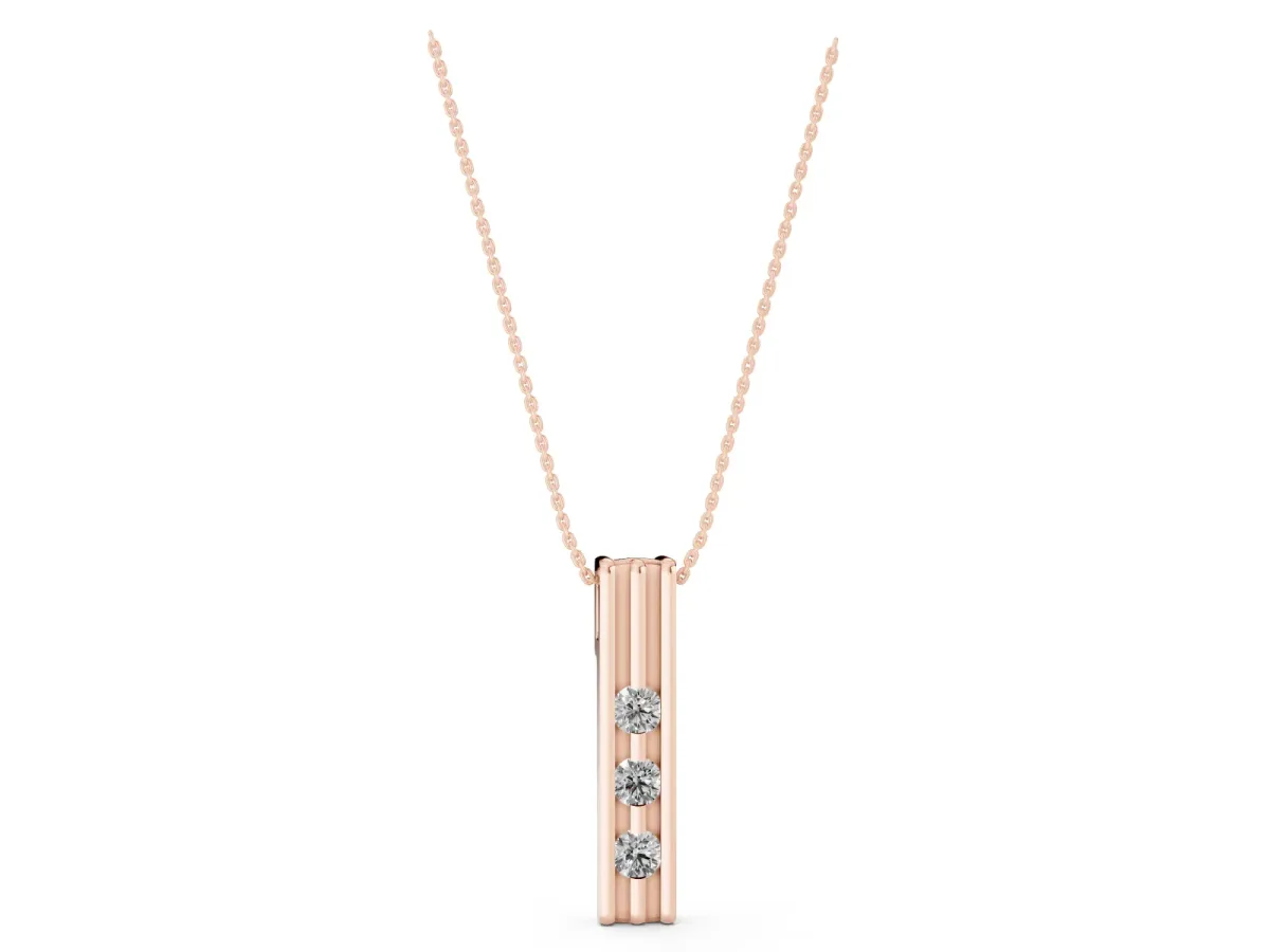 Three-Stone Round Channel Set Pendant Rose gold