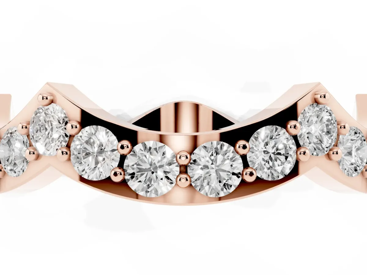 Round Diamond Pavé Zigzag Eternity Band Rose gold
