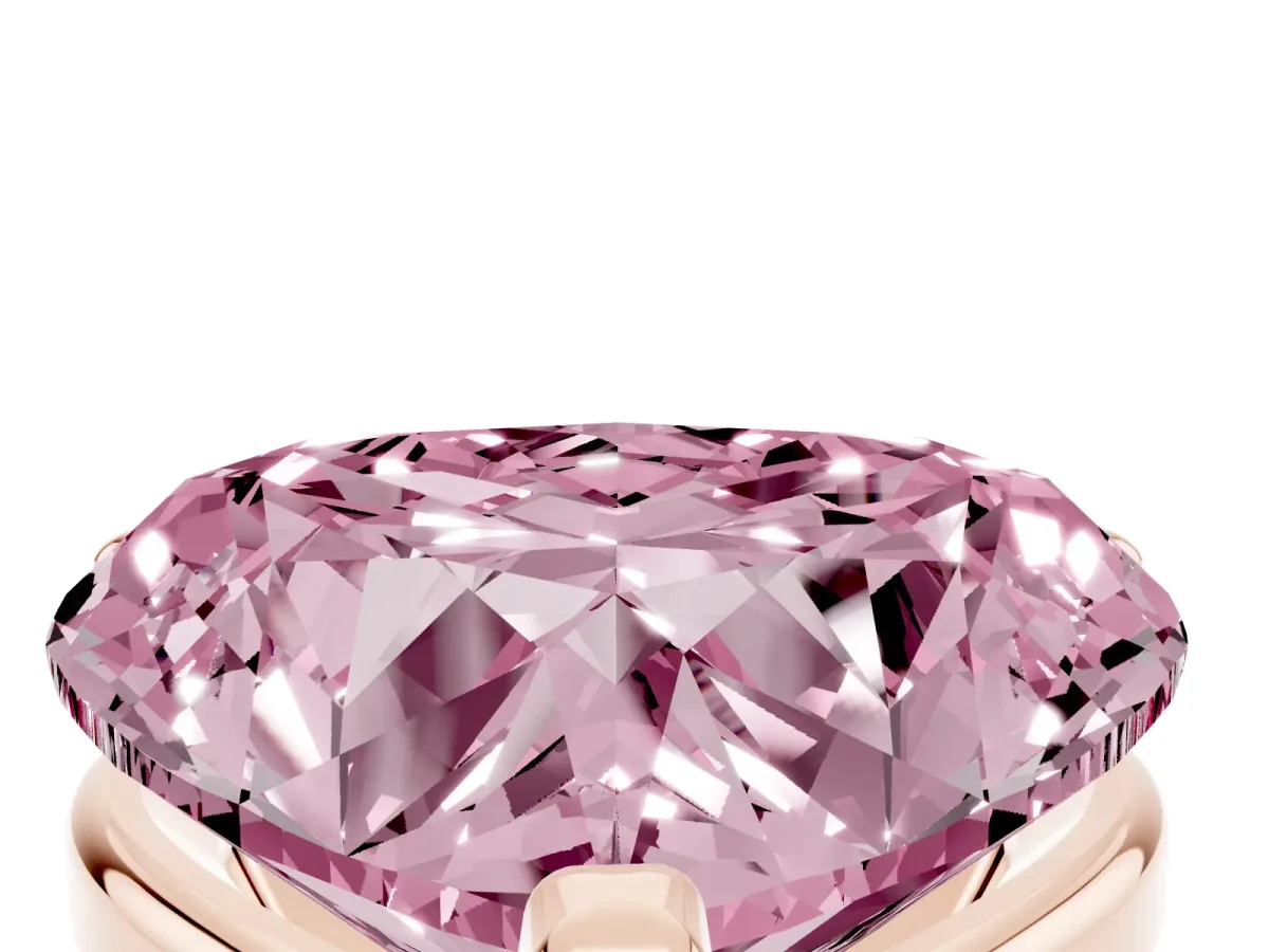 Fancy Pink Heart Cut Diamond Solitaire Ring with Prong Setting and Classic Band Rose gold