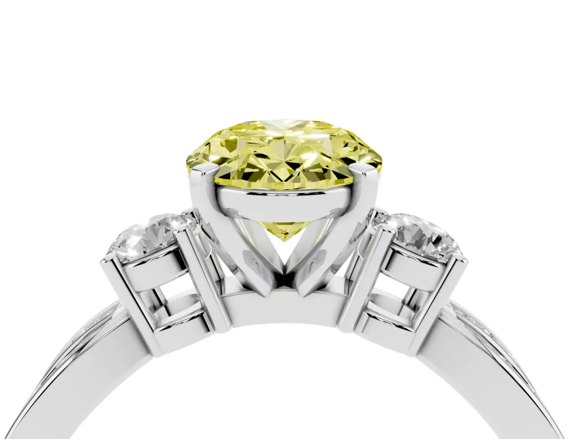 Fancy Yellow Three-Stone Oval Cut Cut Diamond Twist Band with Prong Setting Silver