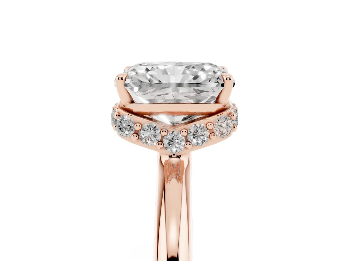 Radiant Cut Brilliant Solitaire Engagement Ring with Six-Prong Setting and Classic Band Rose gold