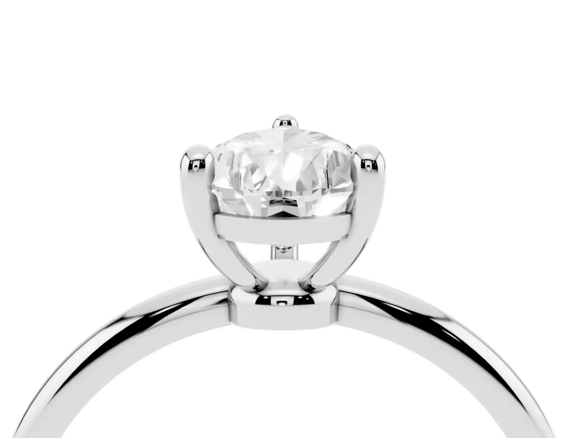 Pear Cut Solitaire Diamond Ring with 4-Prong Setting on a Classic Band White gold